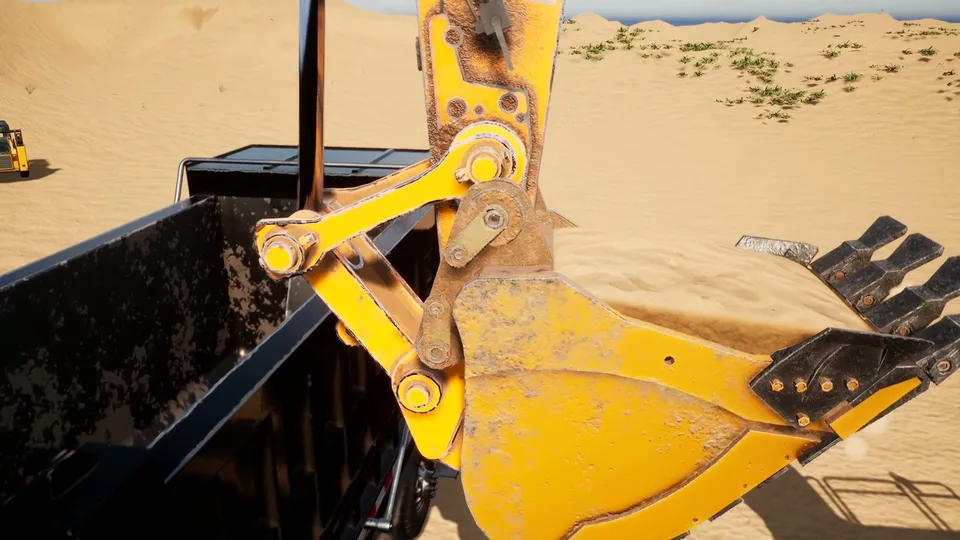 Close-up of a full excavator bucket