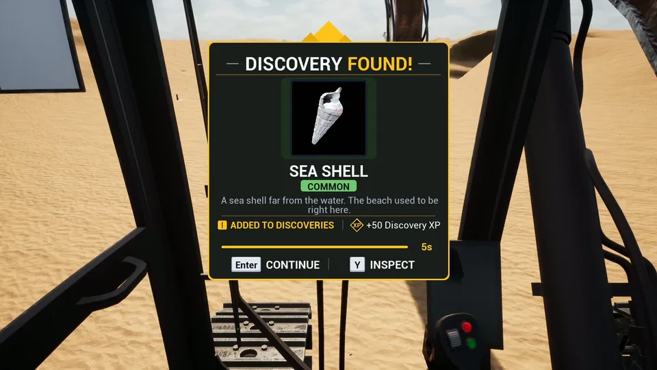 A Discovery Found card for a sea shell