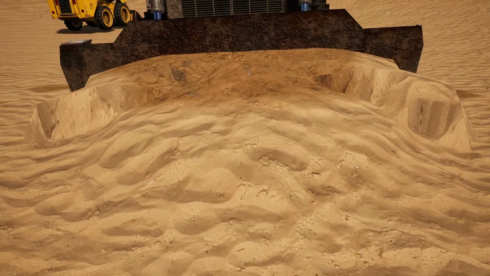 A tall heap of sand pushed by a dozer